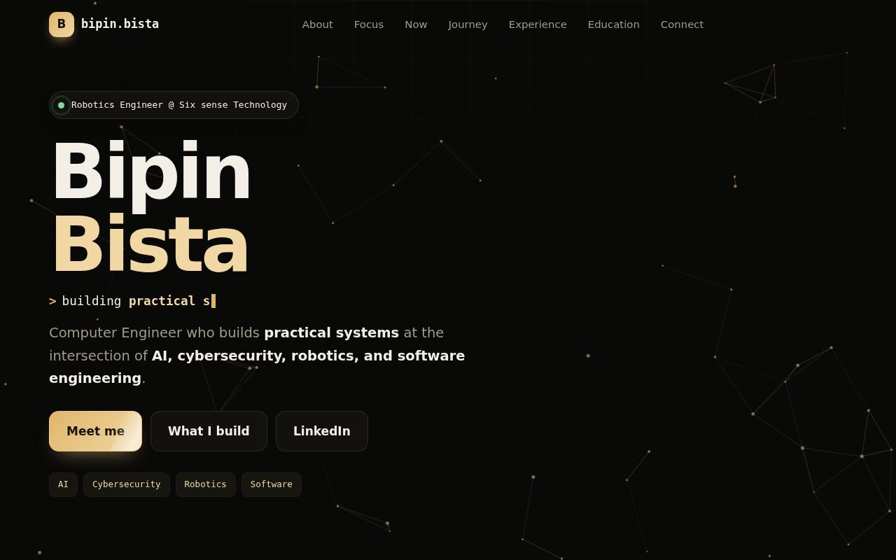 Preview of Bipin Bista's portfolio on a laptop screen
